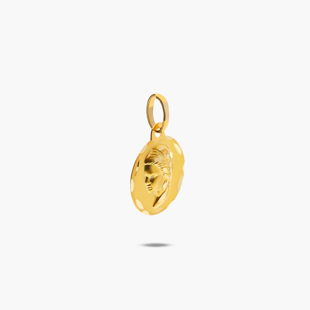 Medalla Virgen niña con velo de oro 18K 14 mm