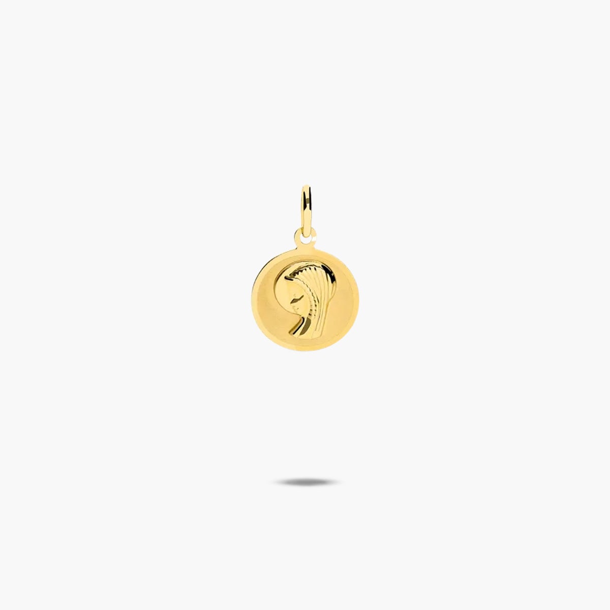 Medalla Virgen niña con velo de oro 18K 14 mm
