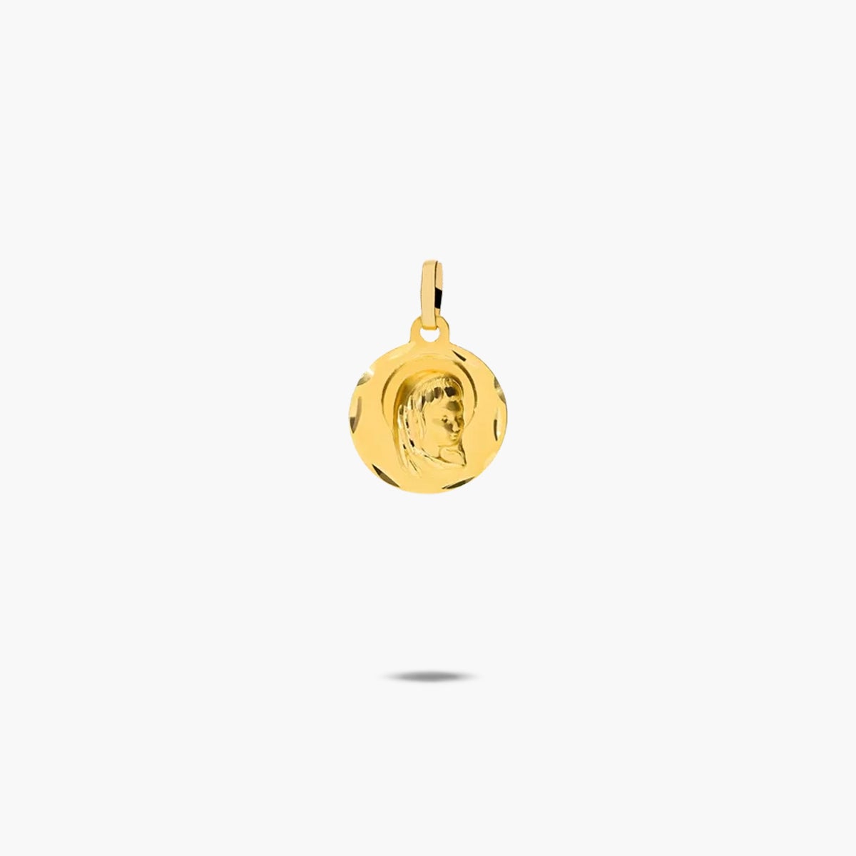 Medalla Virgen niña con velo de oro 18K 14 mm