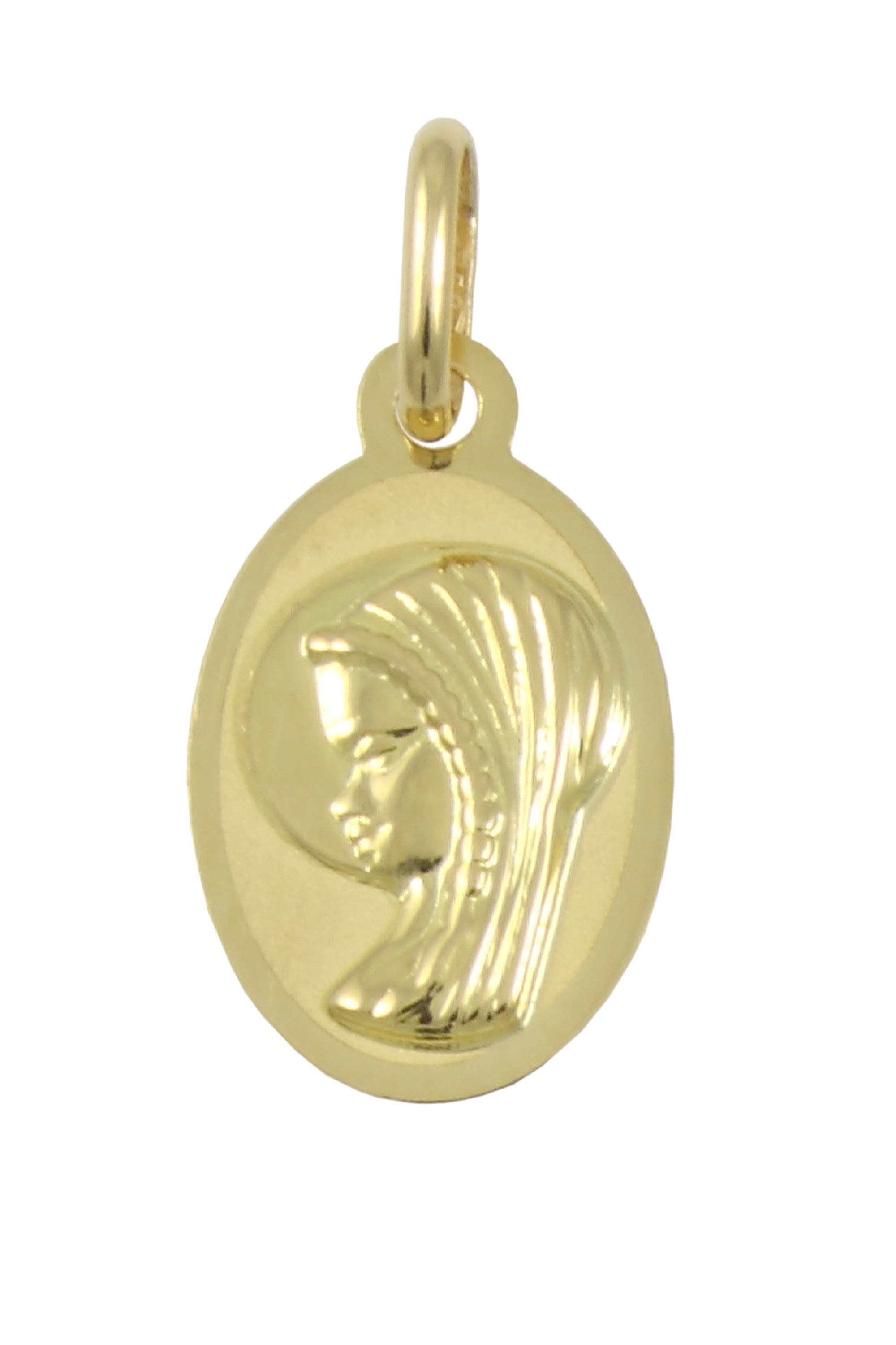 Medalla Virgen niña con velo de oro 18K 14 mm