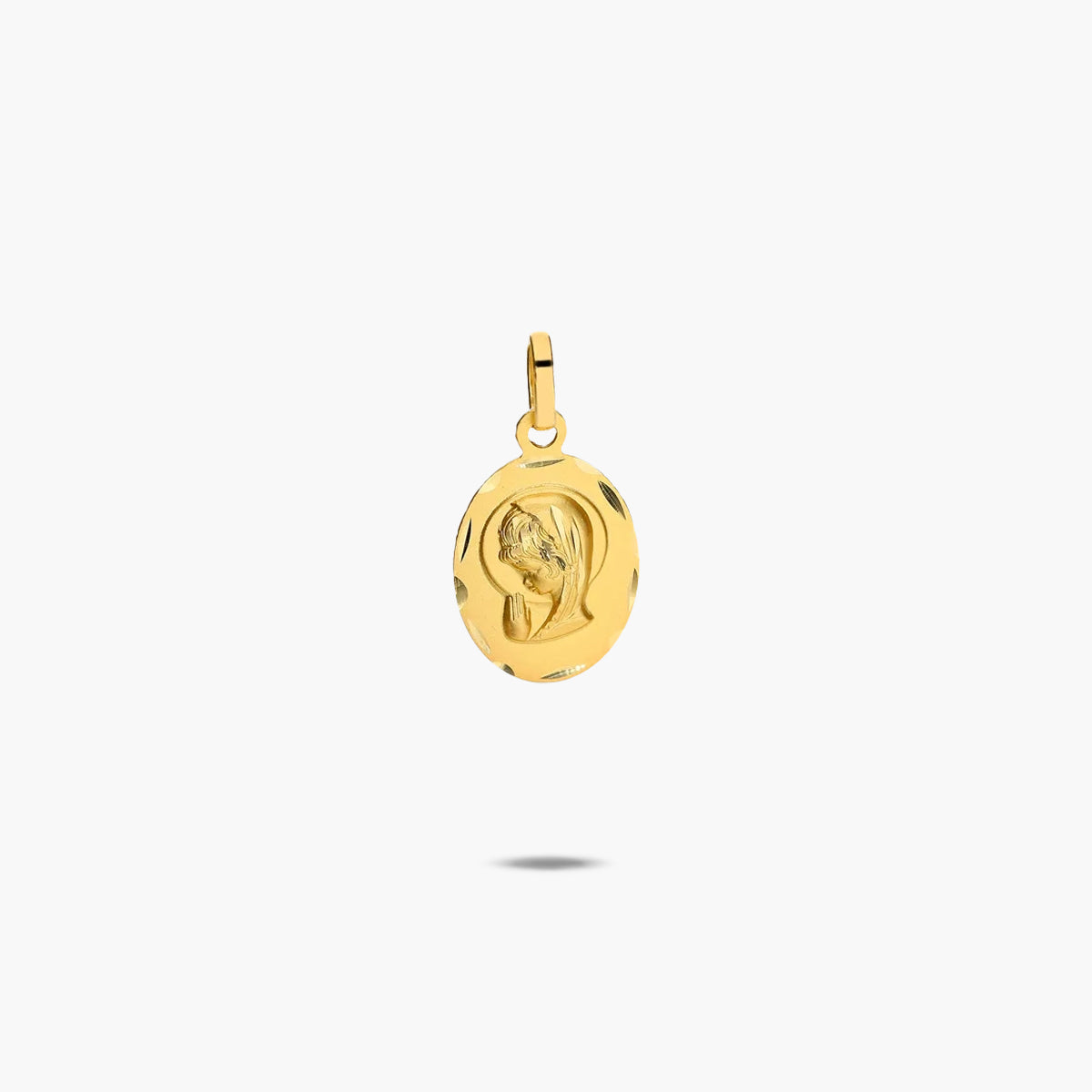 Medalla Virgen niña con velo de oro 18K 16 mm