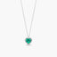 Collar corazón de oro blanco 18K diamante natural 0.08 ct. esmeralda 5 mm LOVE EMERALD