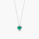 Collar corazón de oro blanco 18K diamante natural 0.08 ct. esmeralda 5 mm LOVE EMERALD