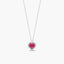 Collar corazón de oro blanco 18K diamante natural 0.08 ct. rubí 5 mm LOVE RUBY
