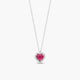 Collar corazón de oro blanco 18K diamante natural 0.08 ct. rubí 5 mm LOVE RUBY