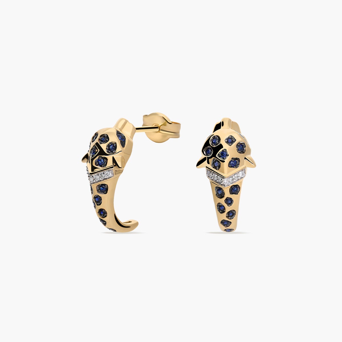 Pendientes de oro 18K diamante natural 0.03 ct. zafiro 18 mm JAGUAR