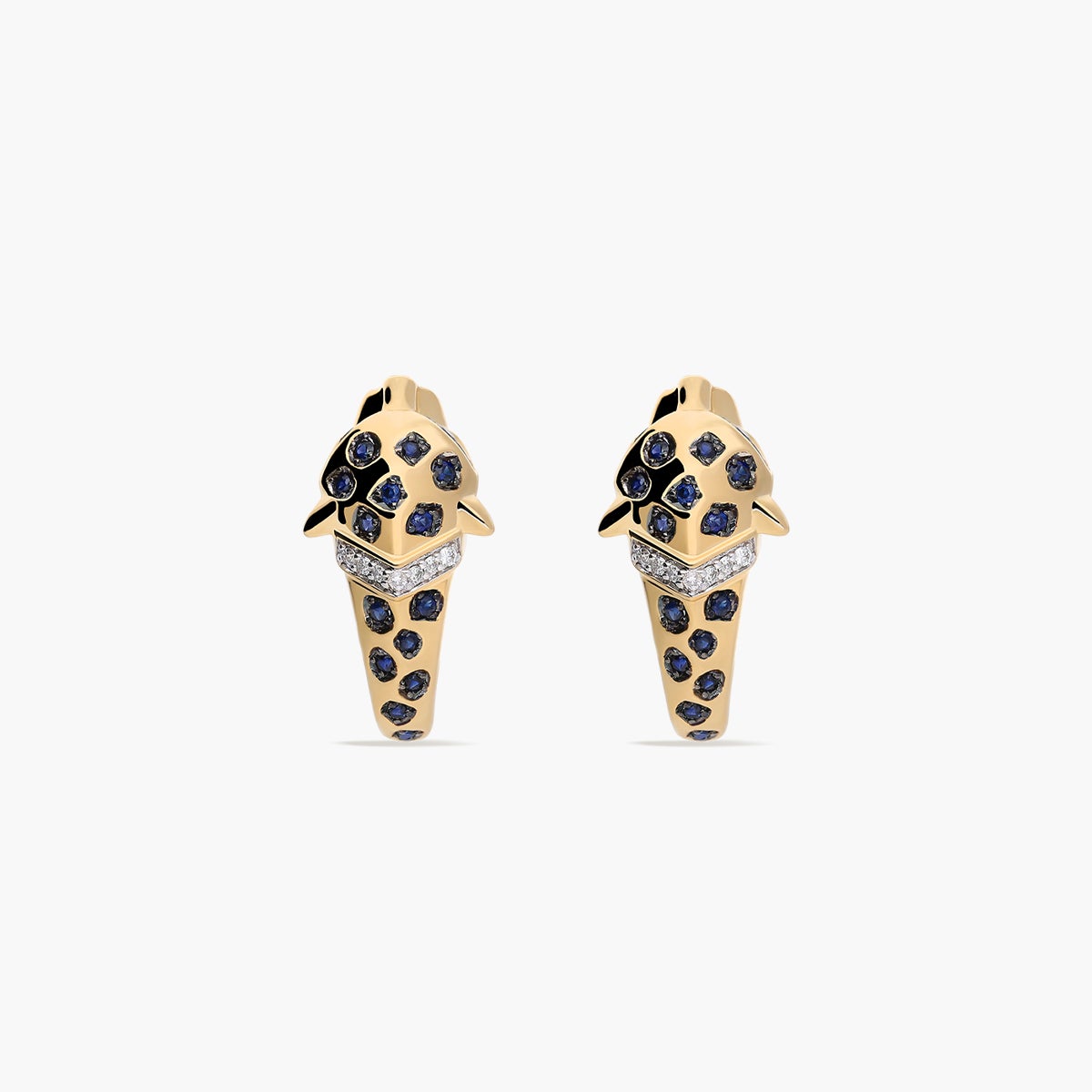 Pendientes de oro 18K diamante natural 0.03 ct. zafiro 18 mm JAGUAR