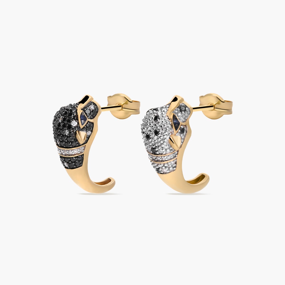 Pendientes de oro 18K diamante natural 0.17 ct. zafiro 18 mm SNOW LEOPARD