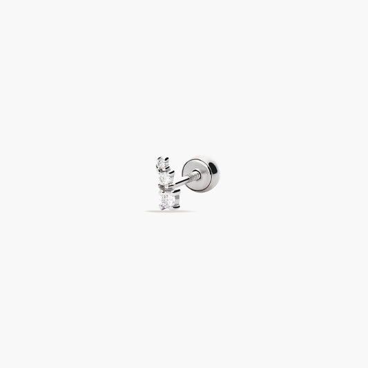 Piercing de oreja de oro blanco 18K diamante natural 0.04 ct. 5 mm