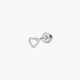 Piercing de oreja de oro blanco 18K diamante natural 0.01 ct. corazón 3 mm