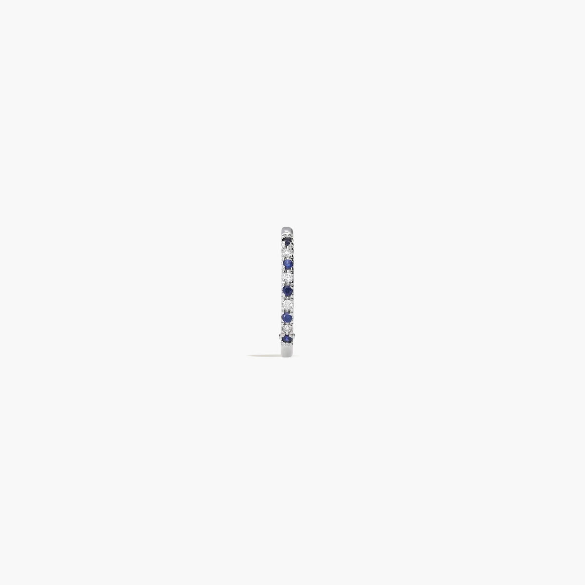 Piercing de oreja de oro blanco 18K diamante natural 0.02 ct. zafiros aro 12 mm MIDNIGHT