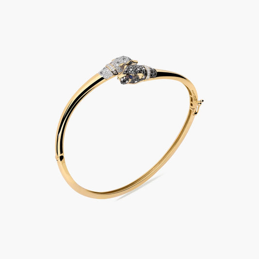 Pulsera rígida de oro 18K diamante natural 0.21 ct. 60x50 mm SNOW LEOPARD