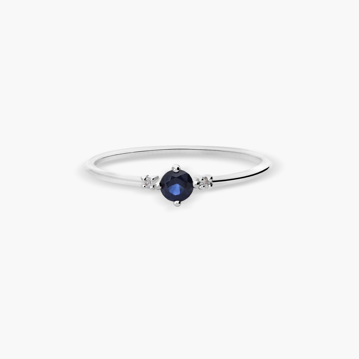 Anillo de oro blanco 18K diamante natural 0.016 ct.