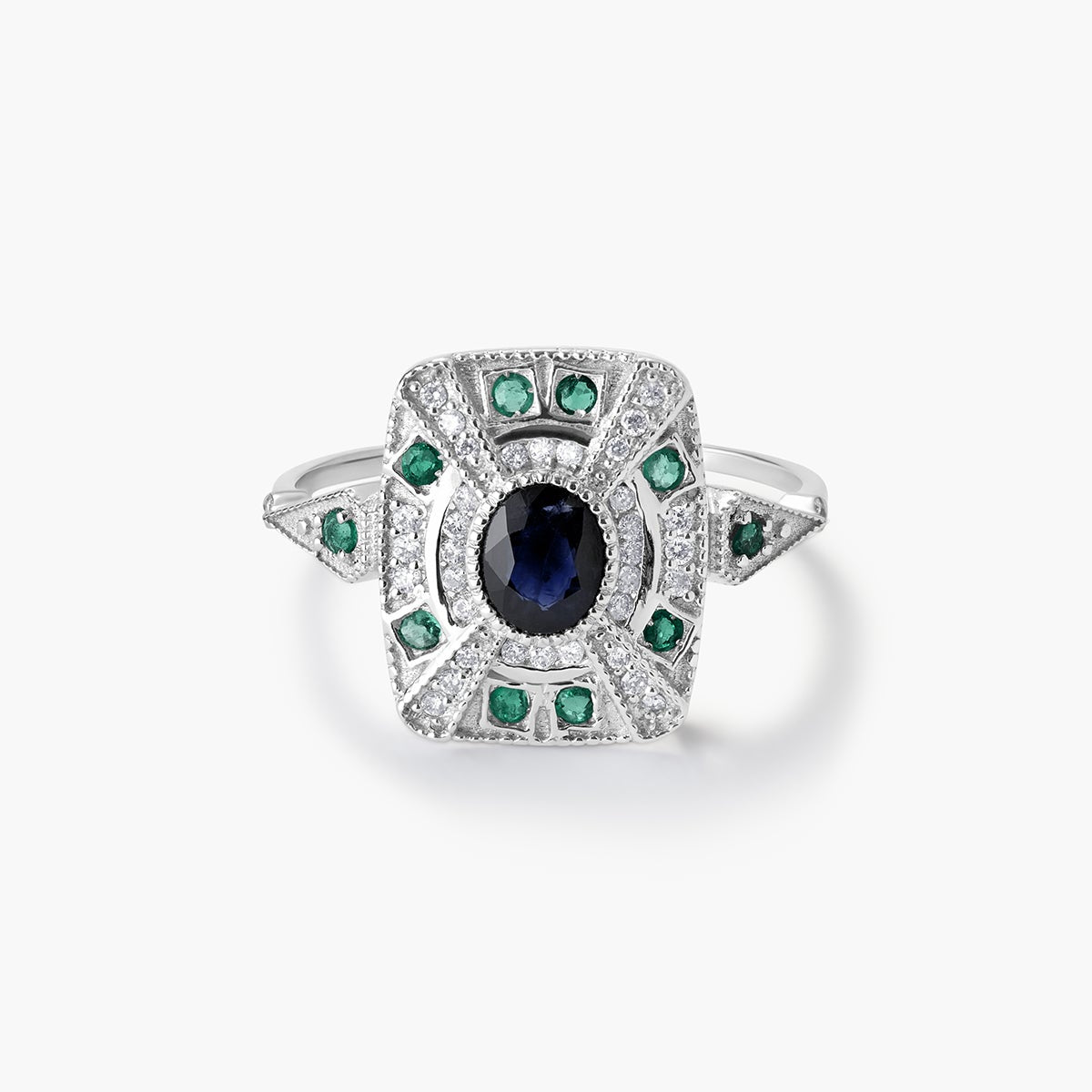 Anillo de oro blanco 18K diamante natural 0.152 ct. 
