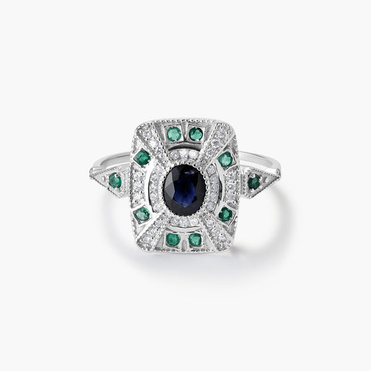 Anillo de oro blanco 18K diamante natural 0.152 ct. 
