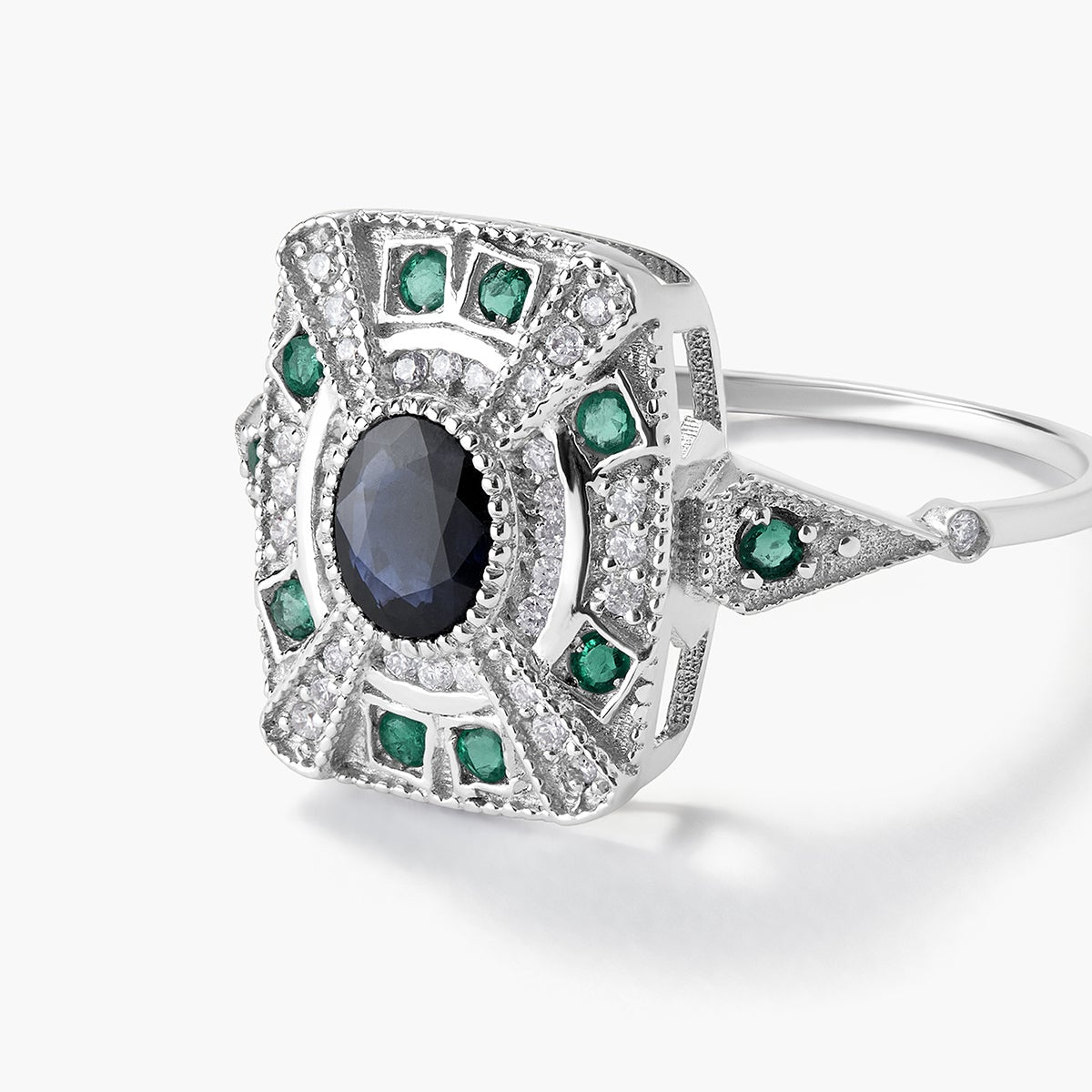 Anillo de oro blanco 18K diamante natural 0.152 ct. 