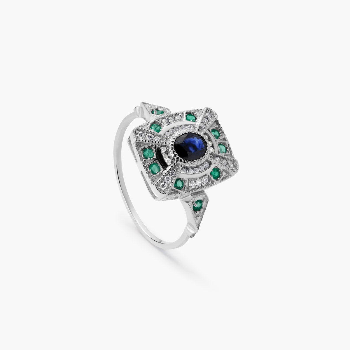 Anillo de oro blanco 18K diamante natural 0.152 ct. 