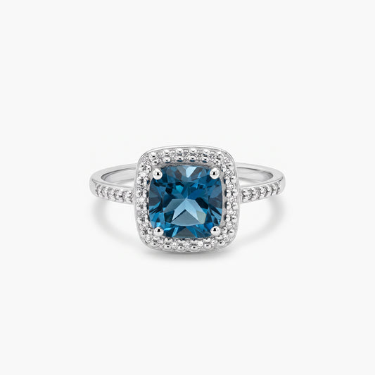 Anillo de oro blanco 18K diamante natural 0.18 ct. DEEP SEA