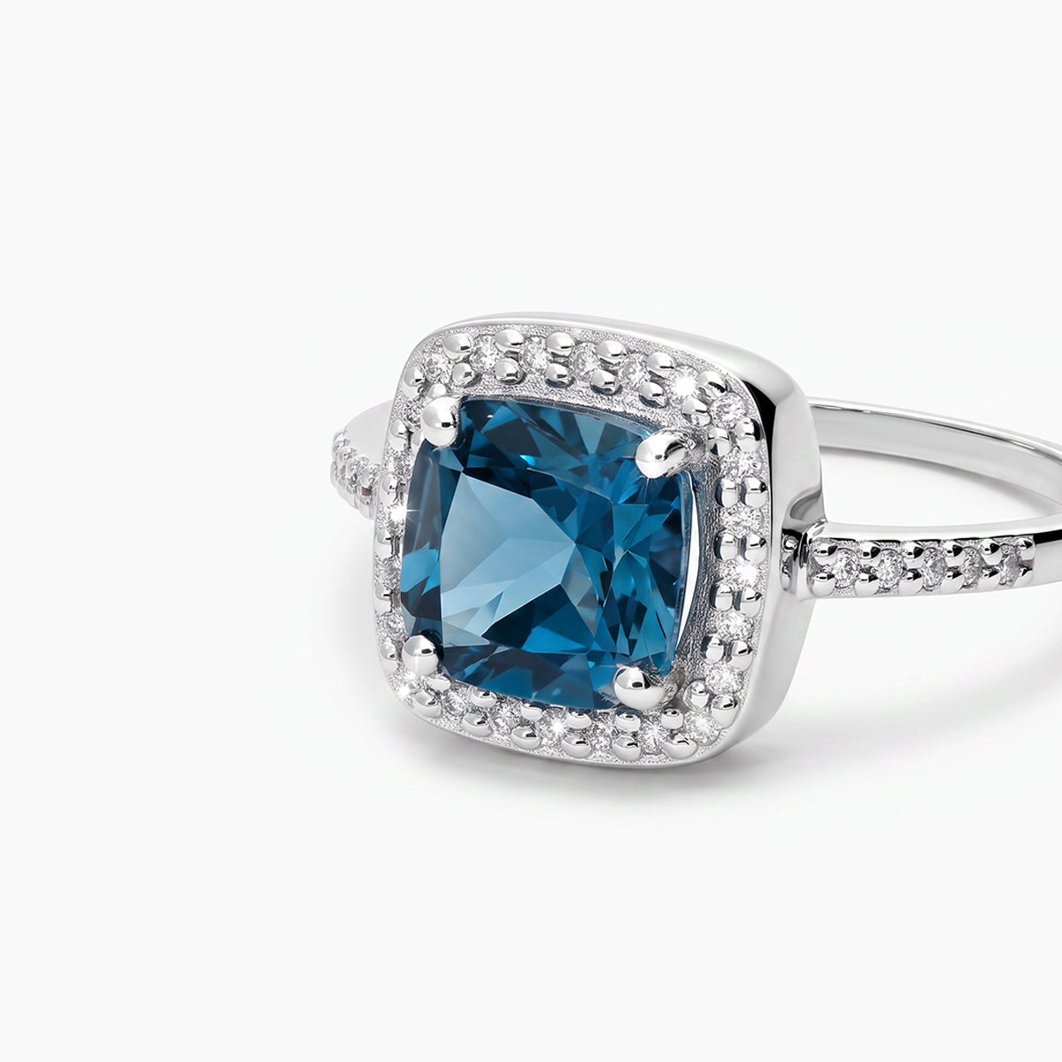 Anillo de oro blanco 18K diamante natural 0.18 ct. DEEP SEA