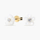 Pendientes flor de oro 18K circonita y nácar 6 mm