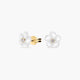 Pendientes flor de oro 18K circonita y nácar 8 mm