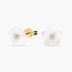 Pendientes flor de oro 18K circonita y nácar 8 mm