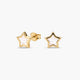 Pendientes estrella de oro 18K nácar 7 mm