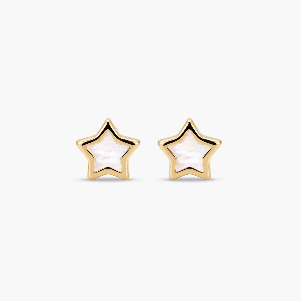 Pendientes estrella de oro 18K nácar 7 mm