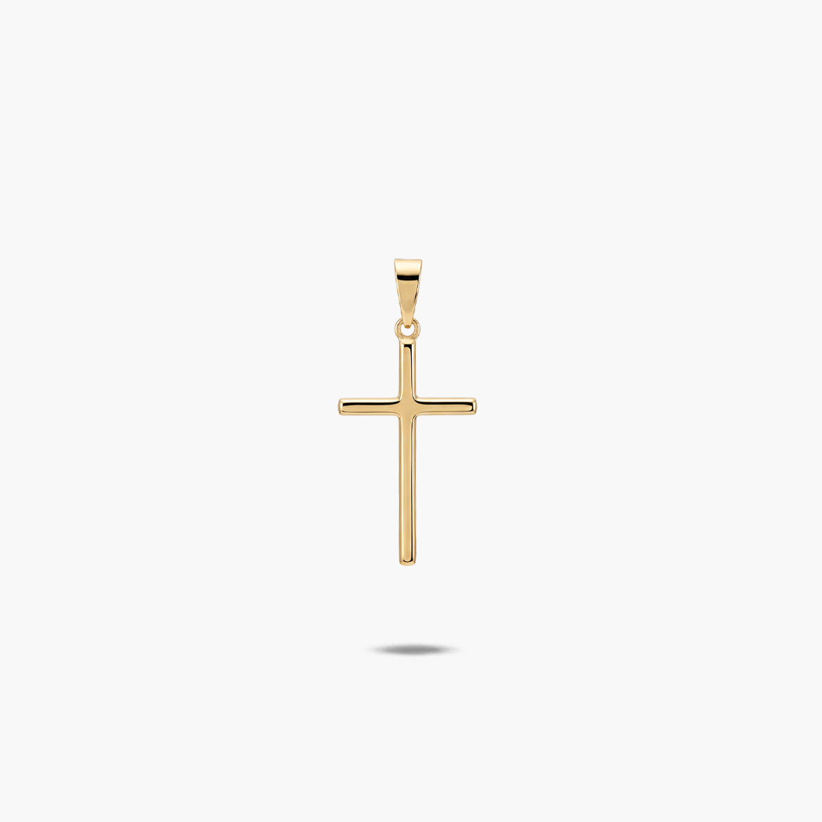 Cruz palo cuadrado liso de oro 18K 21 mm