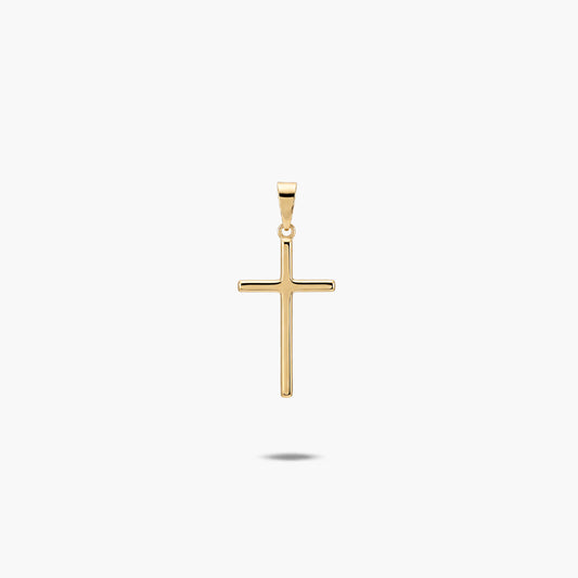 Cruz palo cuadrado liso de oro 18K 21 mm
