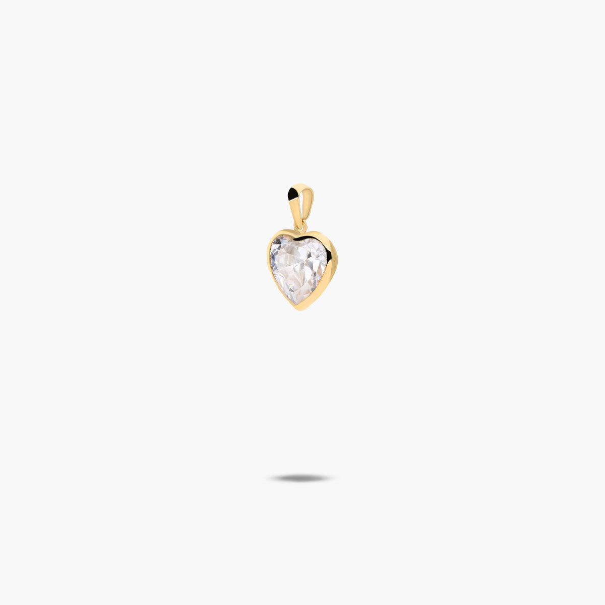 Colgante corazón de oro 18K circonita 10 mm