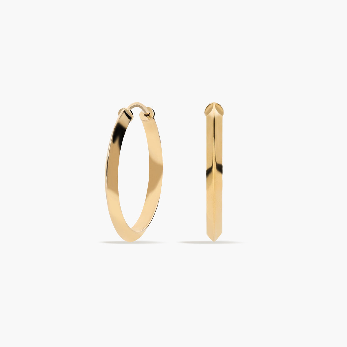 Pendientes de aro tubo triangular de oro 18K 18 mm