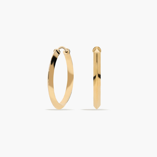 Pendientes de aro tubo triangular de oro 18K 18 mm