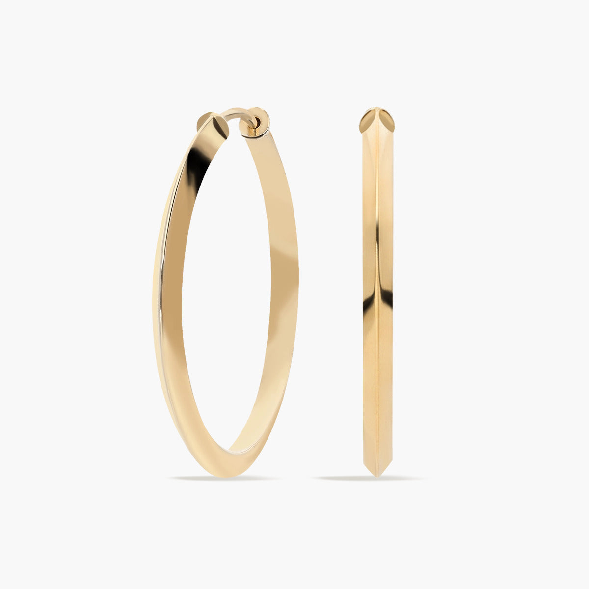 Pendientes de aro tubo triangular de oro 18K 22 mm