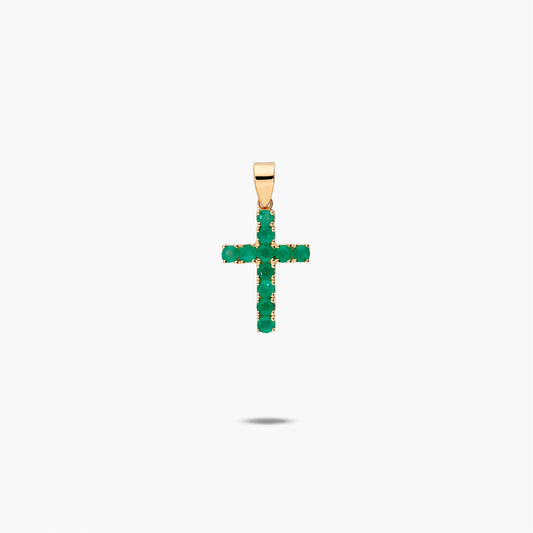 Cruz de oro 18K esmeralda 17 mm
