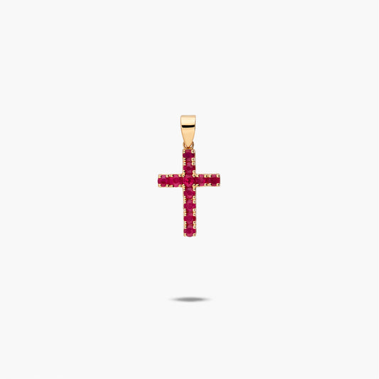 Cruz de oro 18K rubí 17 mm