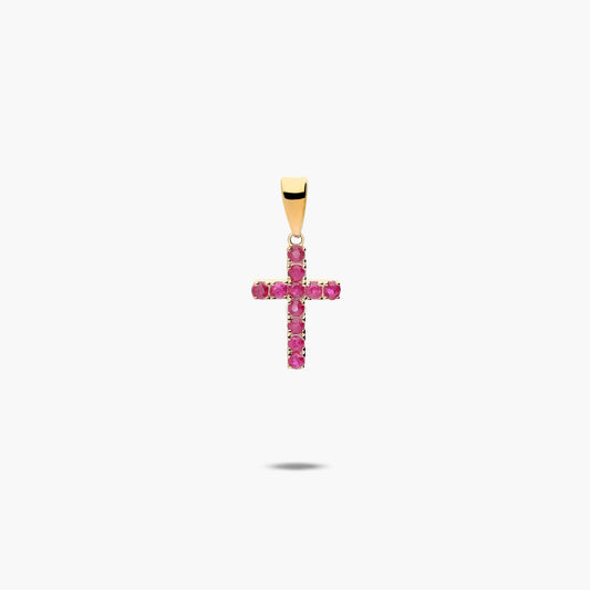 Cruz de oro 18K rubí