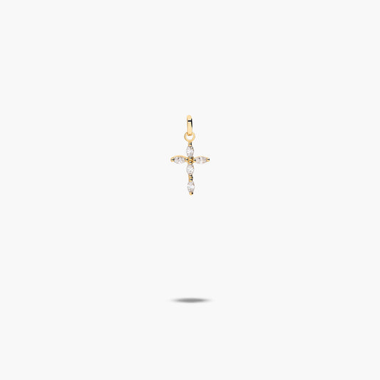 Cruz de oro 18K circonitas talla marquesa