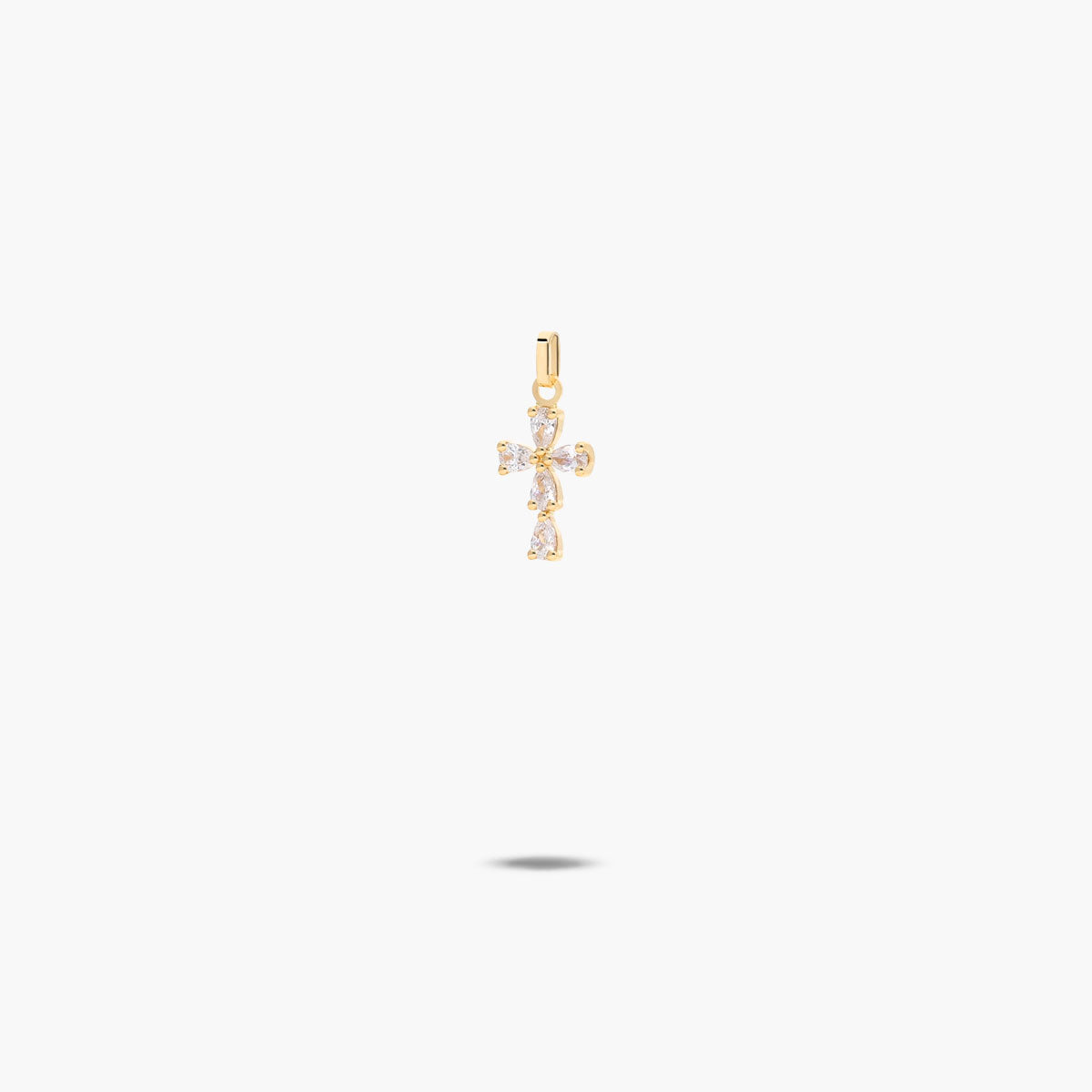 Cruz de oro 18K circonitas talla lágrima