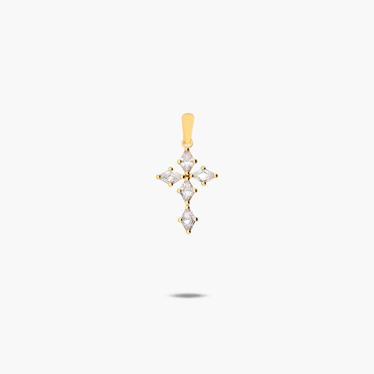 Cruz de oro 18K circonita cúbica rombo