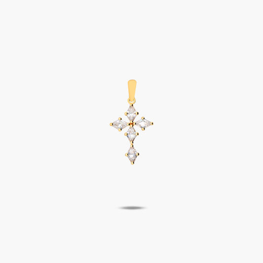 Cruz de oro 18K circonita cúbica rombo