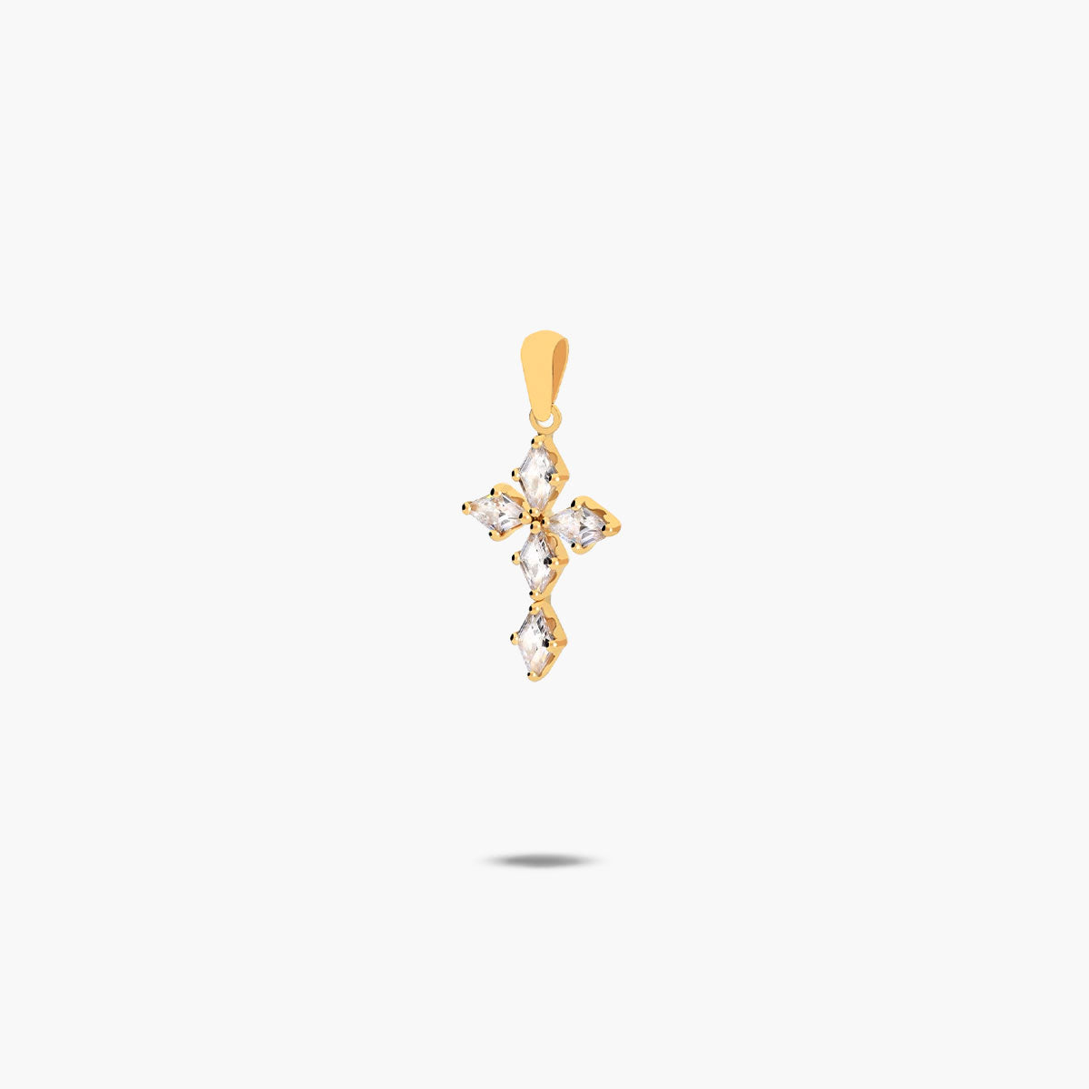 Cruz de oro 18K circonita cúbica rombo