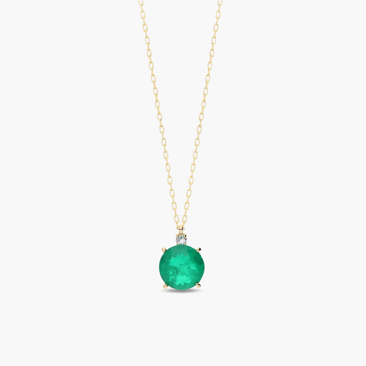 Collar de oro 18K cuarzo verde 8 mm