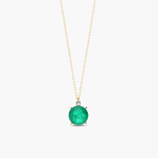 Collar de oro 18K cuarzo verde 8 mm
