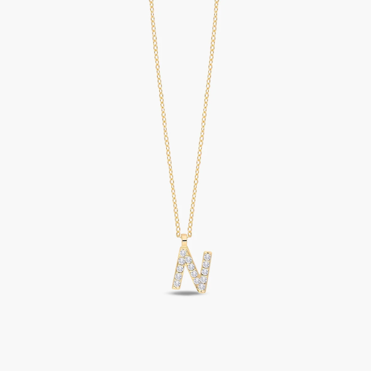 Collar de oro 18K circonitas N ABECEDARY