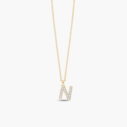 Collar de oro 18K circonitas N ABECEDARY