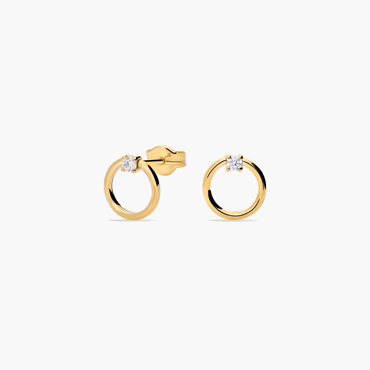 Pendientes forma de aro de oro 18K circonita 8 mm