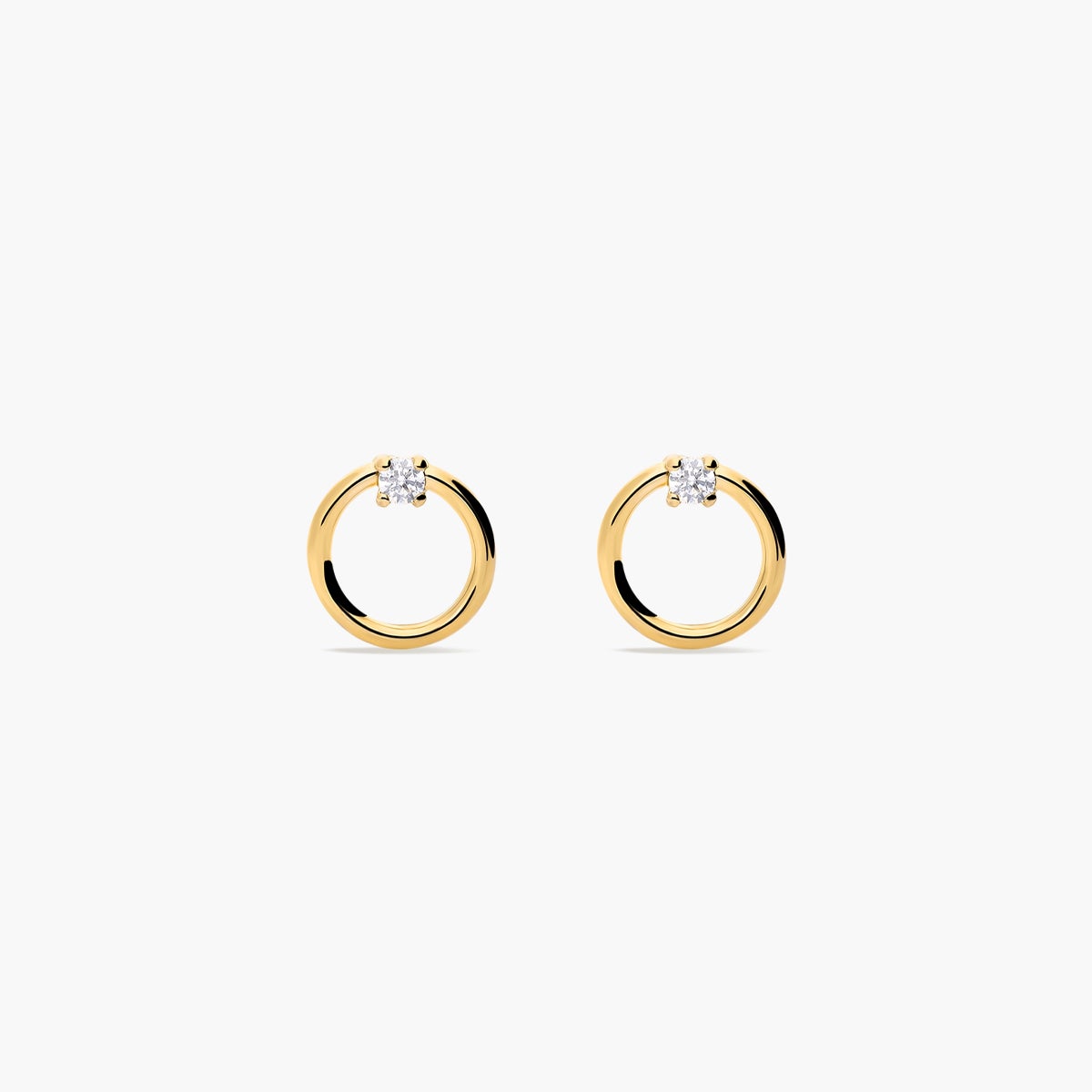 Pendientes forma de aro de oro 18K circonita 8 mm