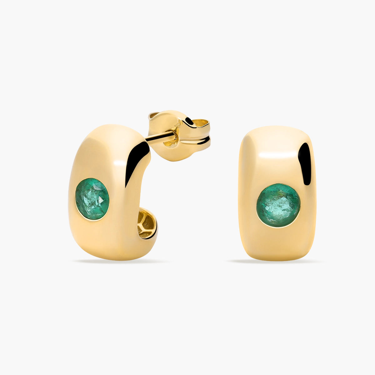 Pendientes de oro 18K esmeralda 10 mm