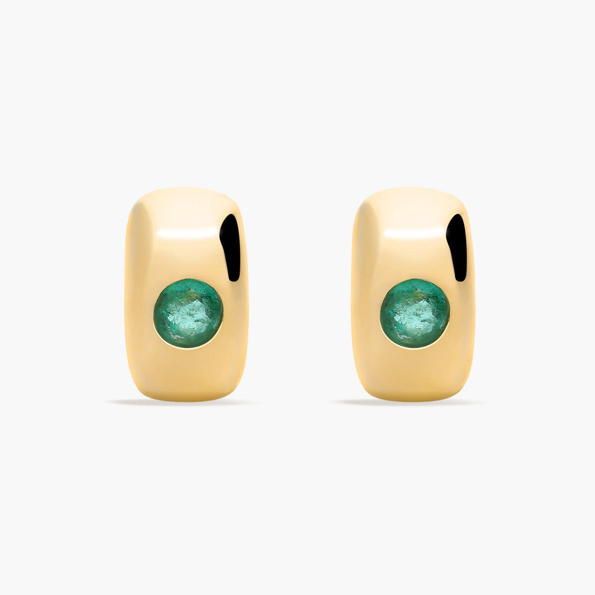 Pendientes de oro 18K esmeralda 10 mm
